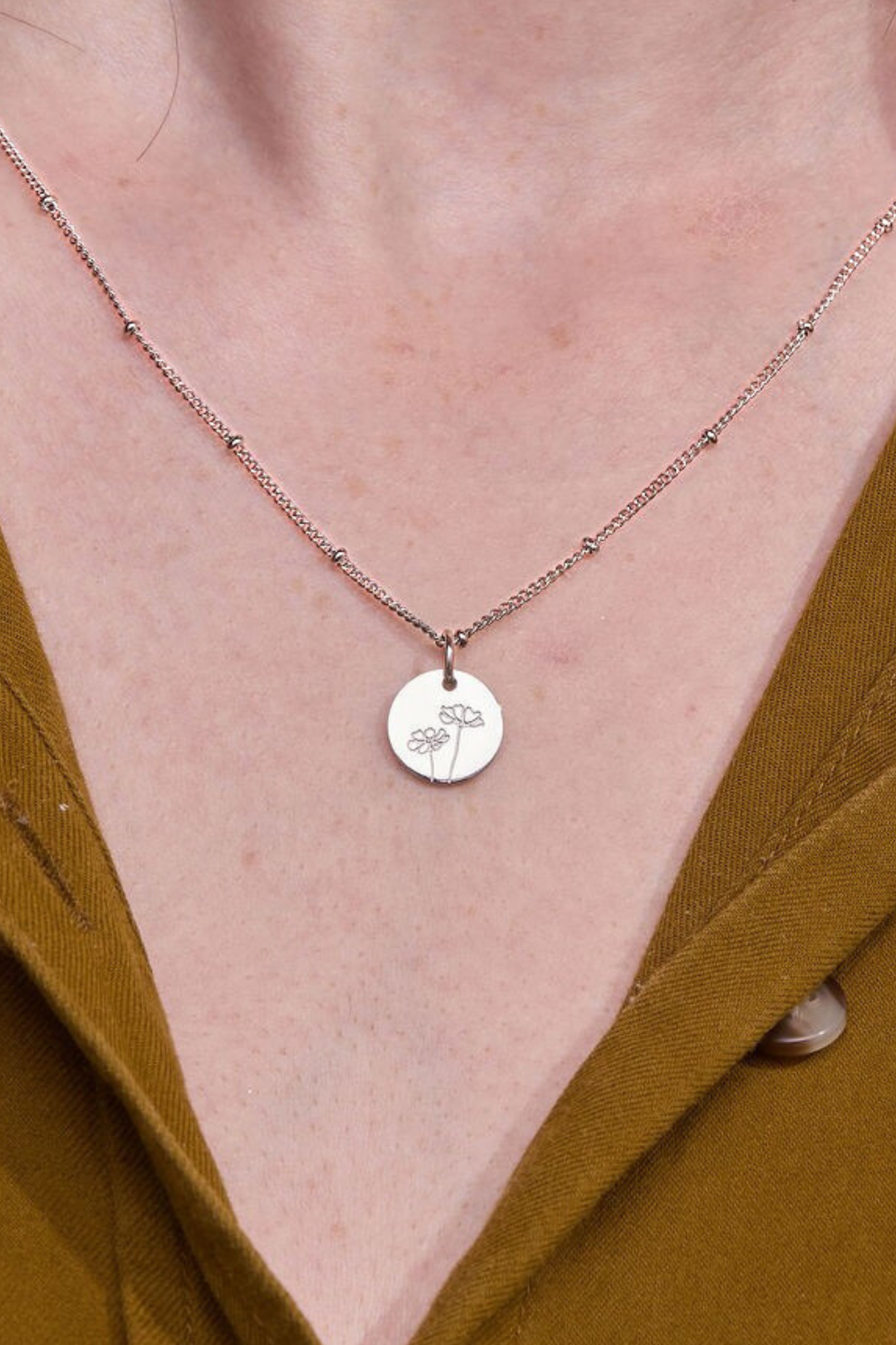 October Cosmos Silver Birthflower Necklace