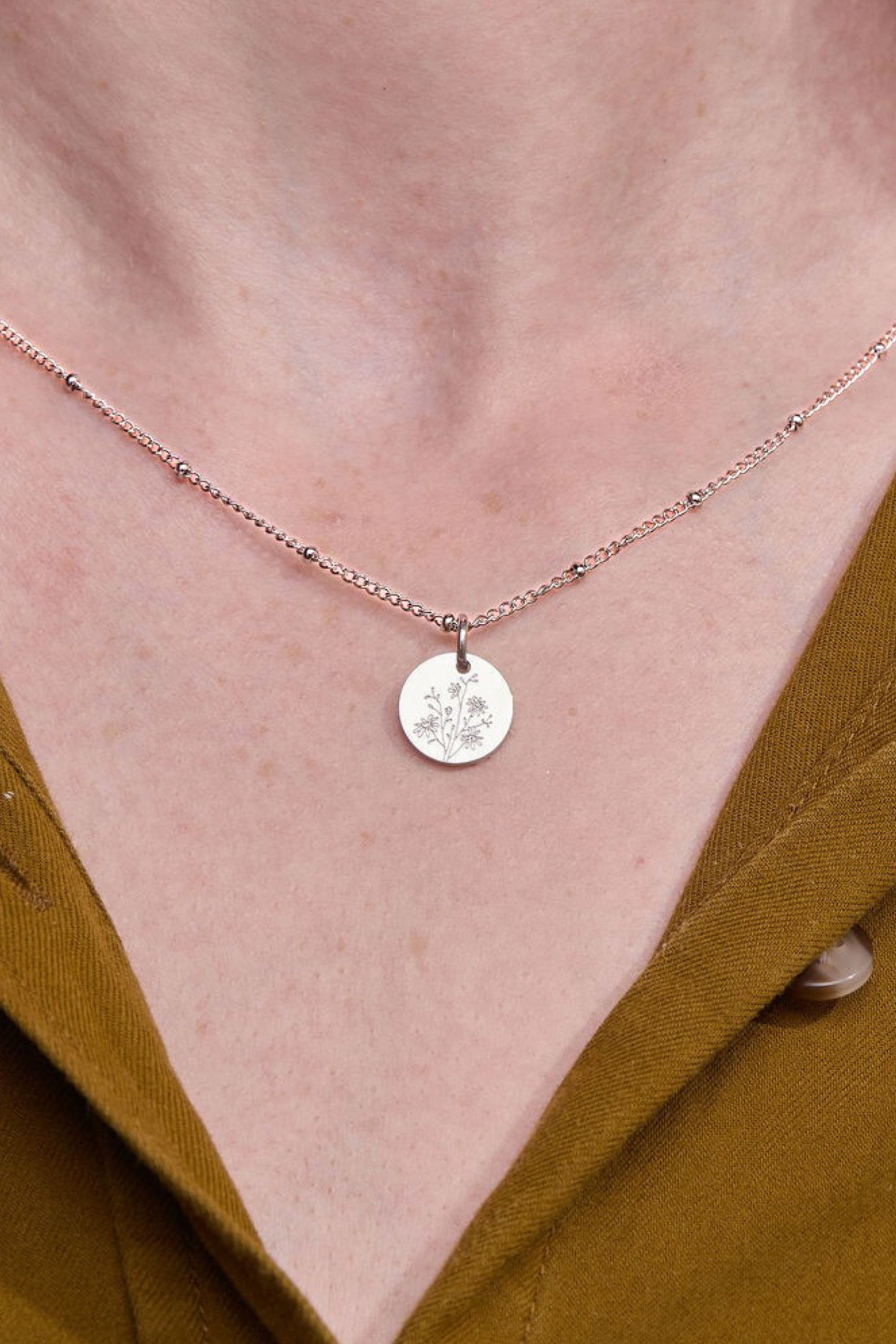 September Aster Silver Birthflower Necklace