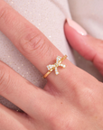 Beautiful Bow Gold Adjustable Ring