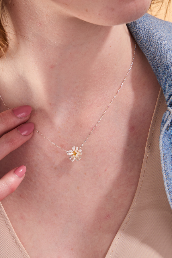 Parijatak silver necklace