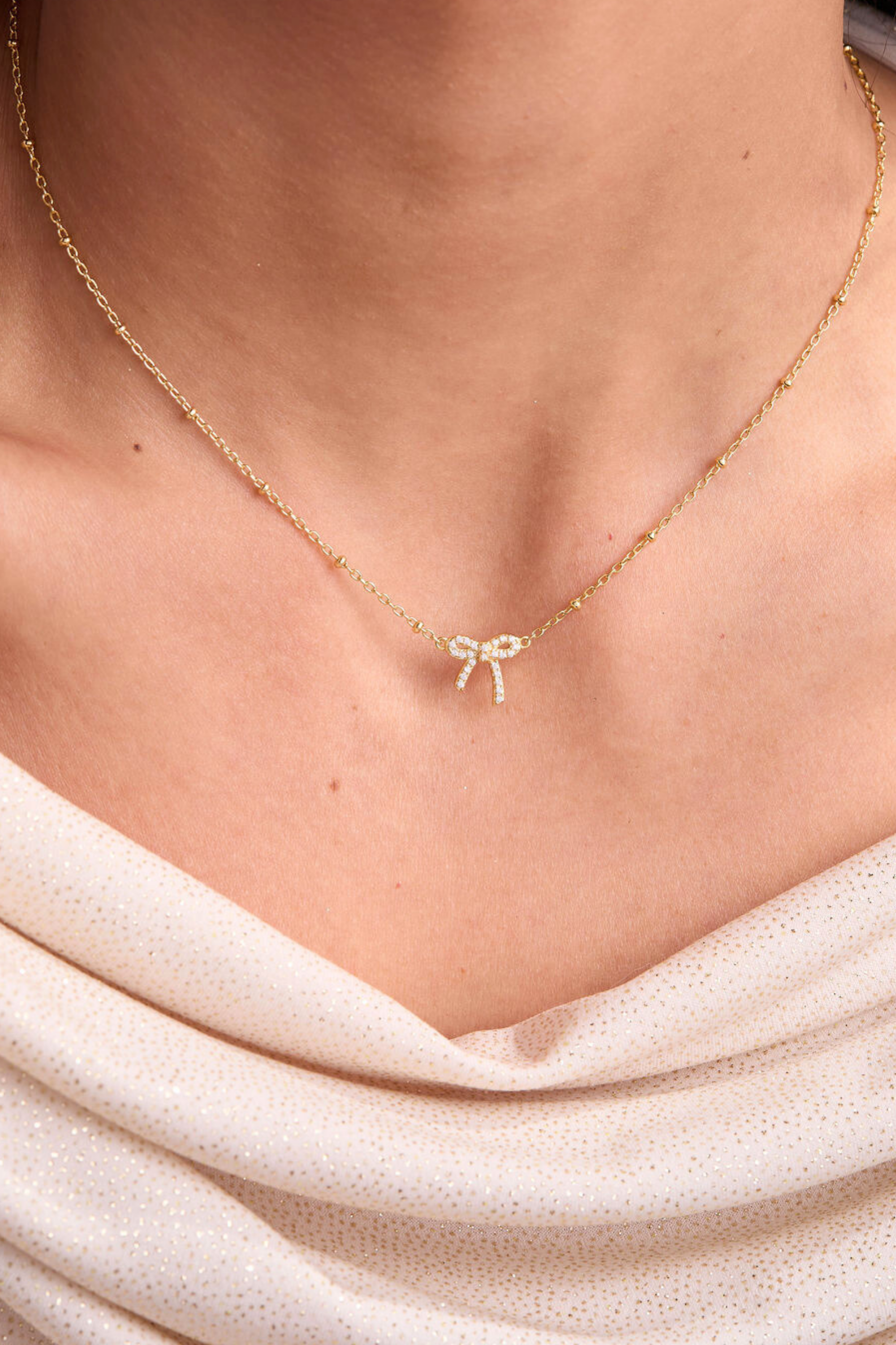 Petite Bow Gold Necklace