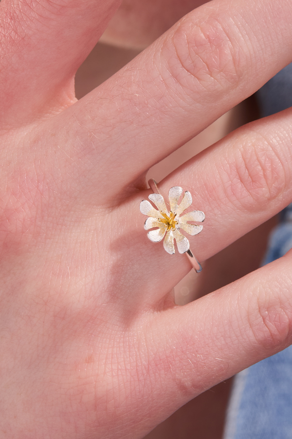 Parijatak silver adjustable ring
