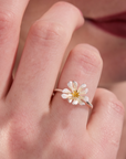 Parijatak silver adjustable ring