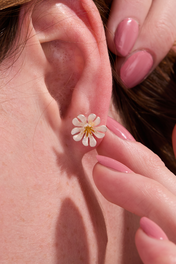 Parijatak Silver Stud Earrings