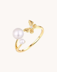 Butterfly Pearl Gold Adjustable Ring