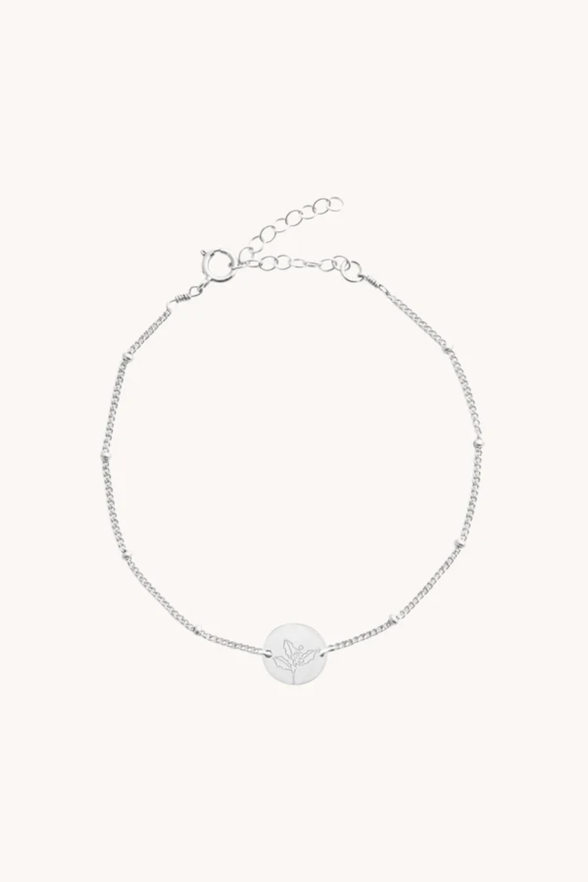 December Holly Silver Birthflower Bracelet