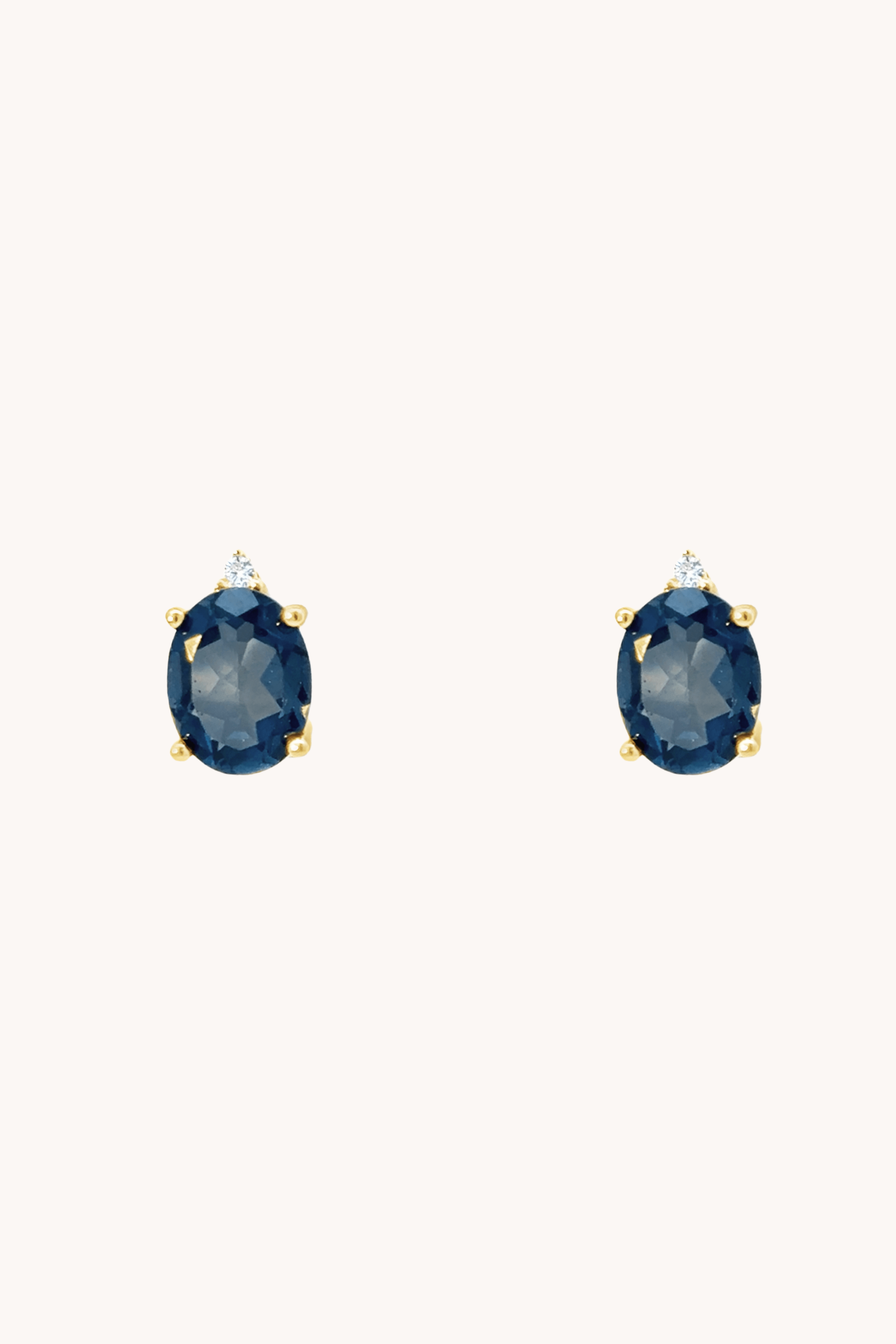 London Blue Topaz Oval Gold Studs