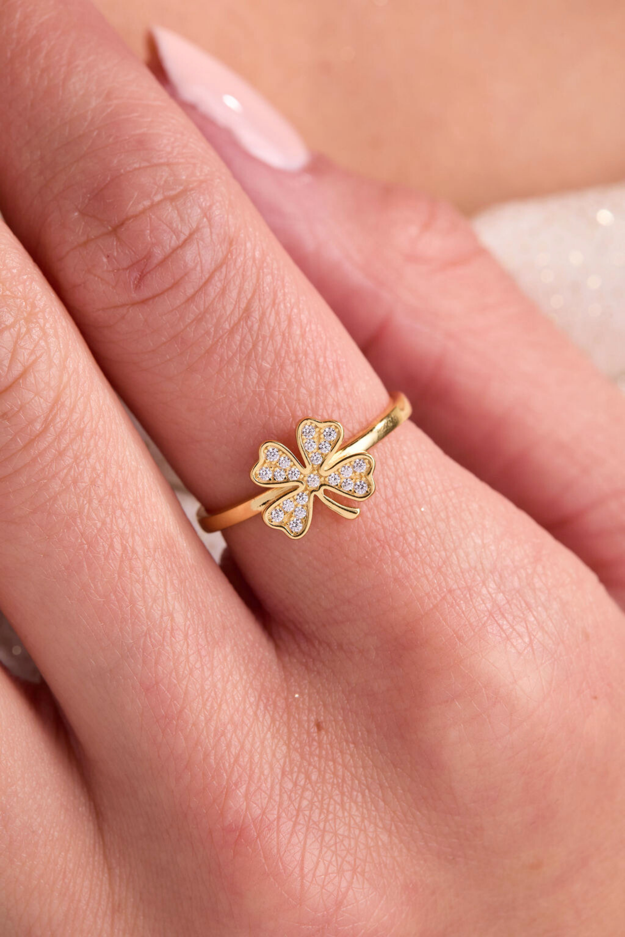 Lucky Clover Gold Adjustable Ring