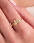 Lucky Clover Gold Adjustable Ring