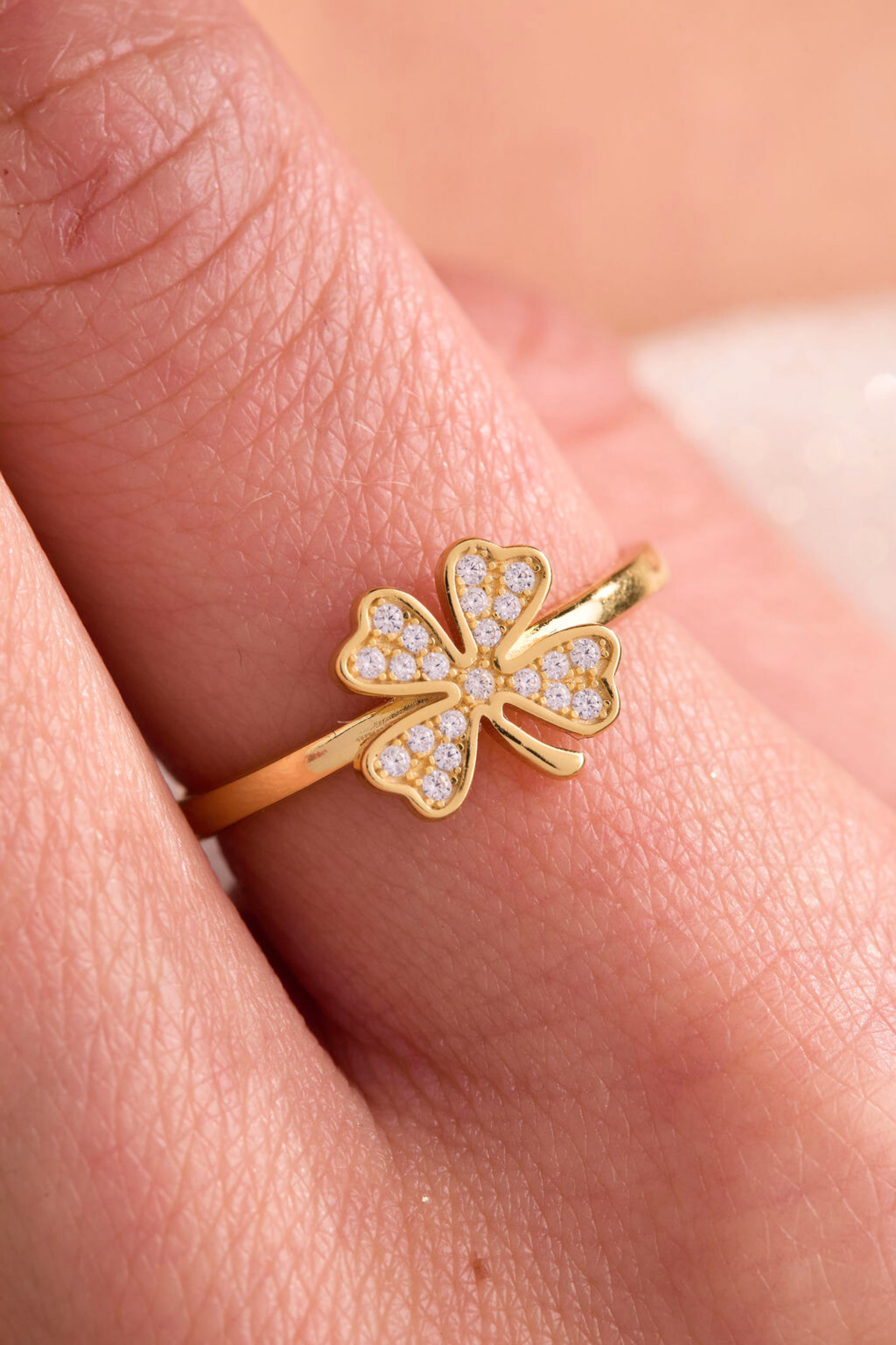 Lucky Clover Gold Adjustable Ring