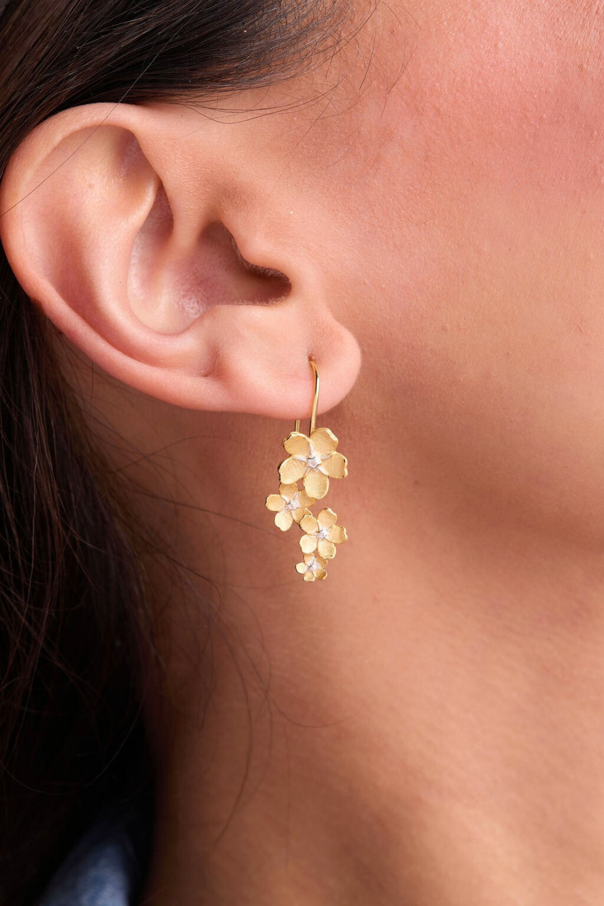 Cherry Blossom Gold Drop Earrings