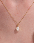 Mother Of Pearl Oval Pendant With Chain
