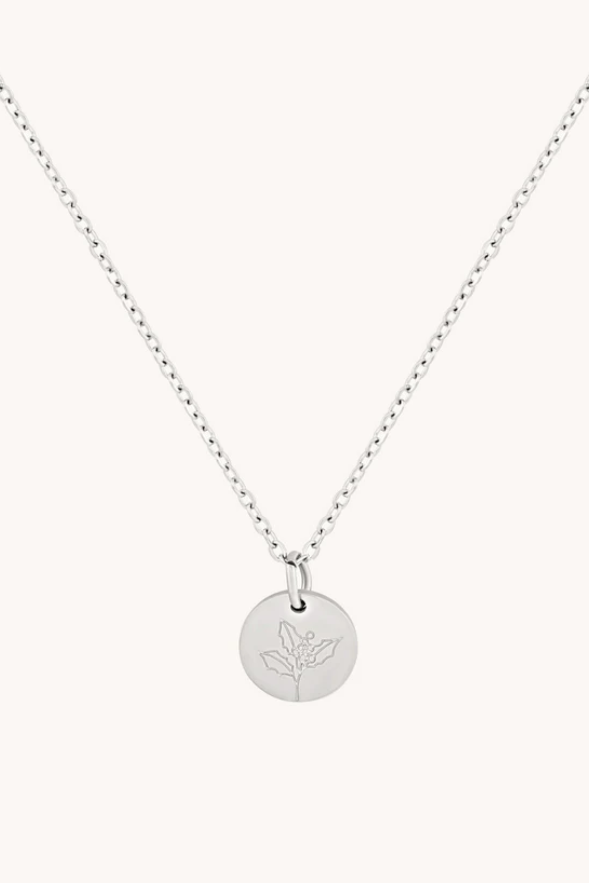 December Holly Silver Birthflower Necklace