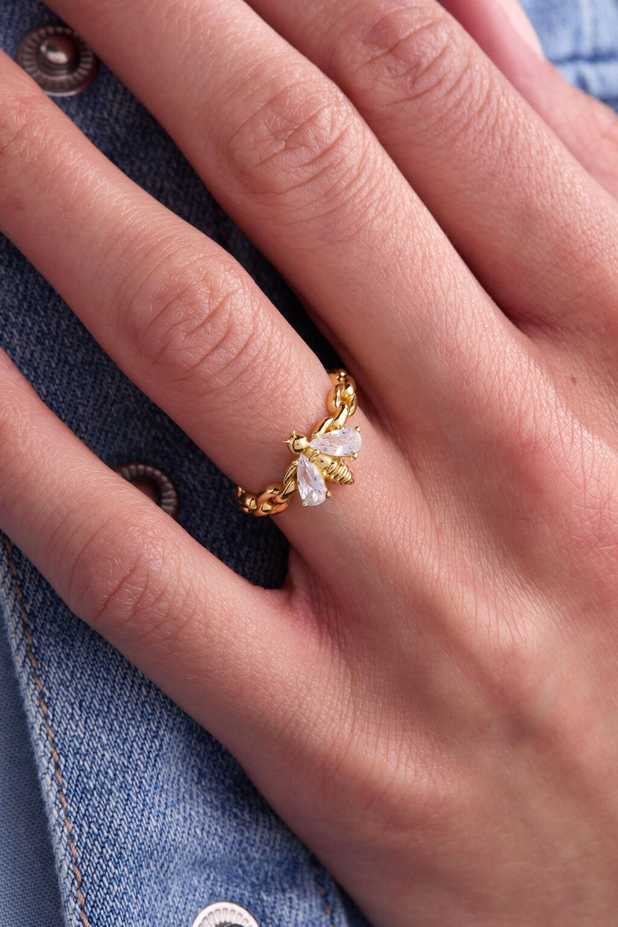 Bumbleebee Paperclip Gold Adjustable Ring