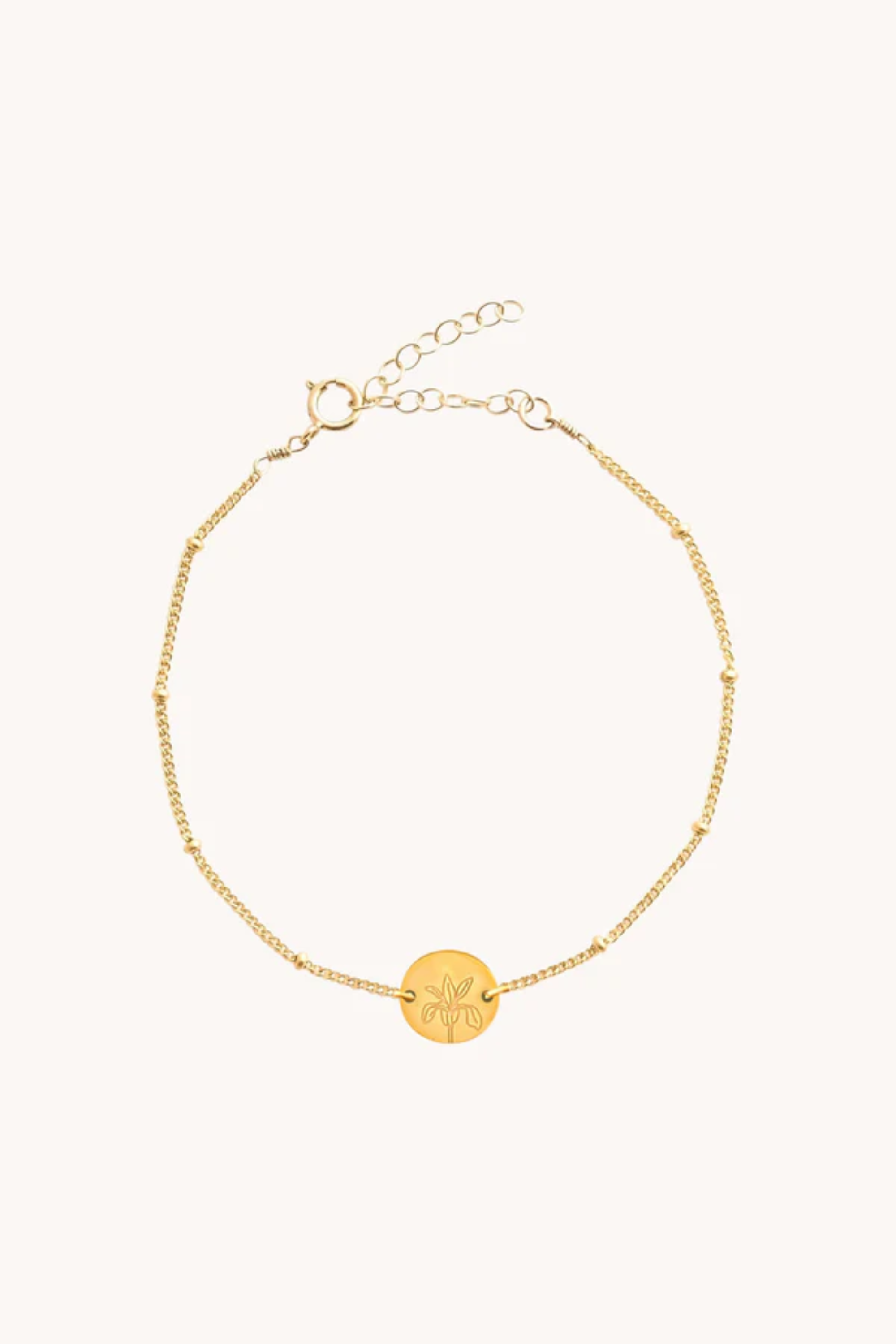 February Iris Gold Birthflower Bracelet