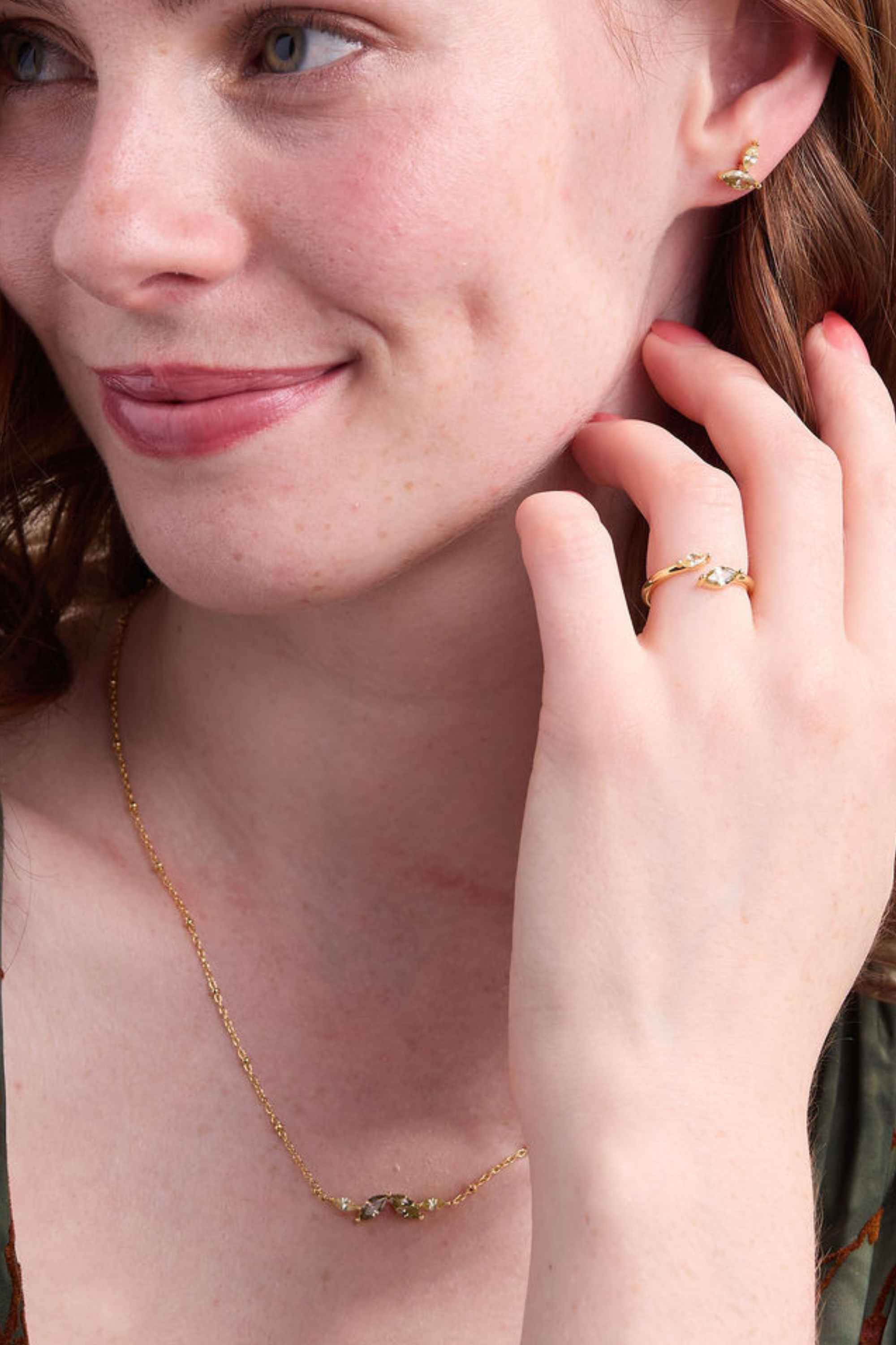 Autumn Marquise Leaf Gold Adjustable Ring