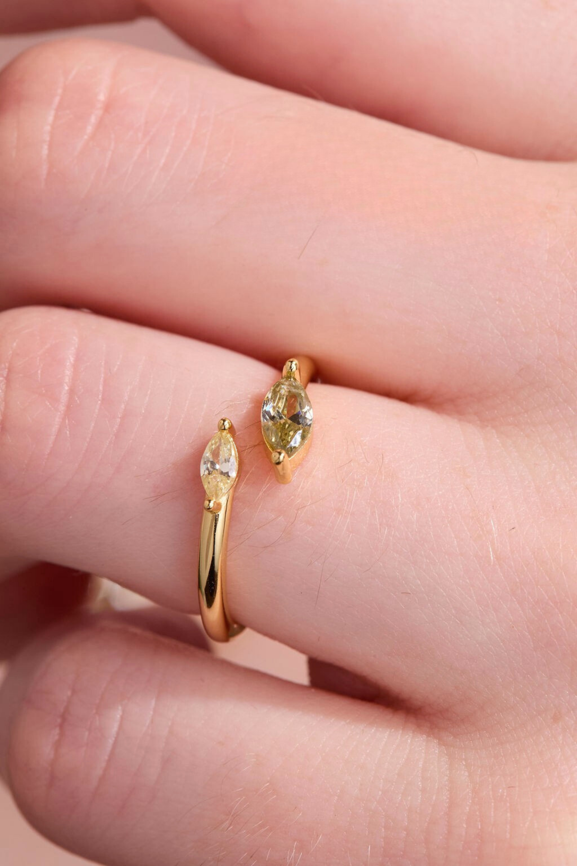 Autumn Marquise Leaf Gold Adjustable Ring
