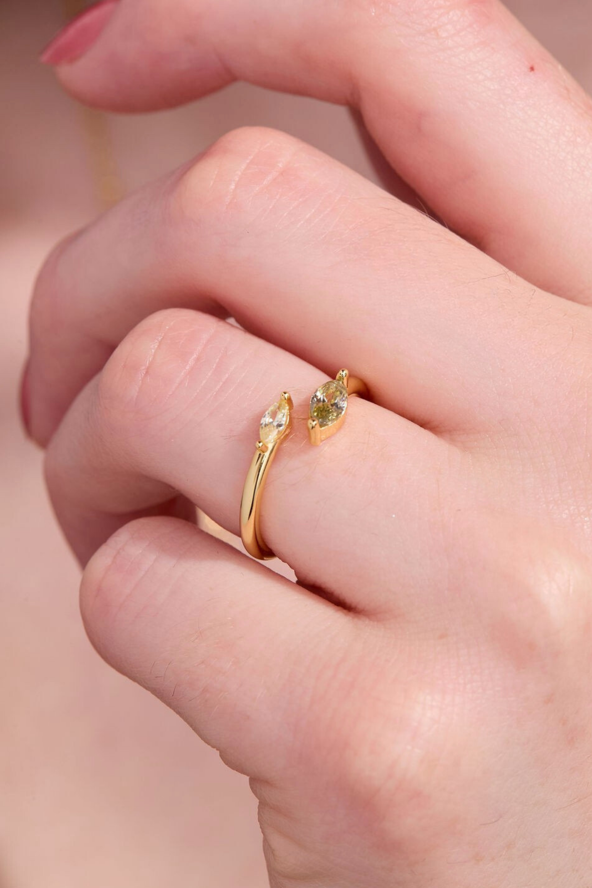 Autumn Marquise Leaf Gold Adjustable Ring