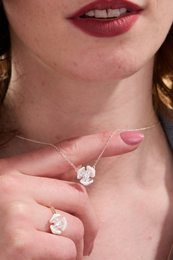 Rosebud Silver Necklace