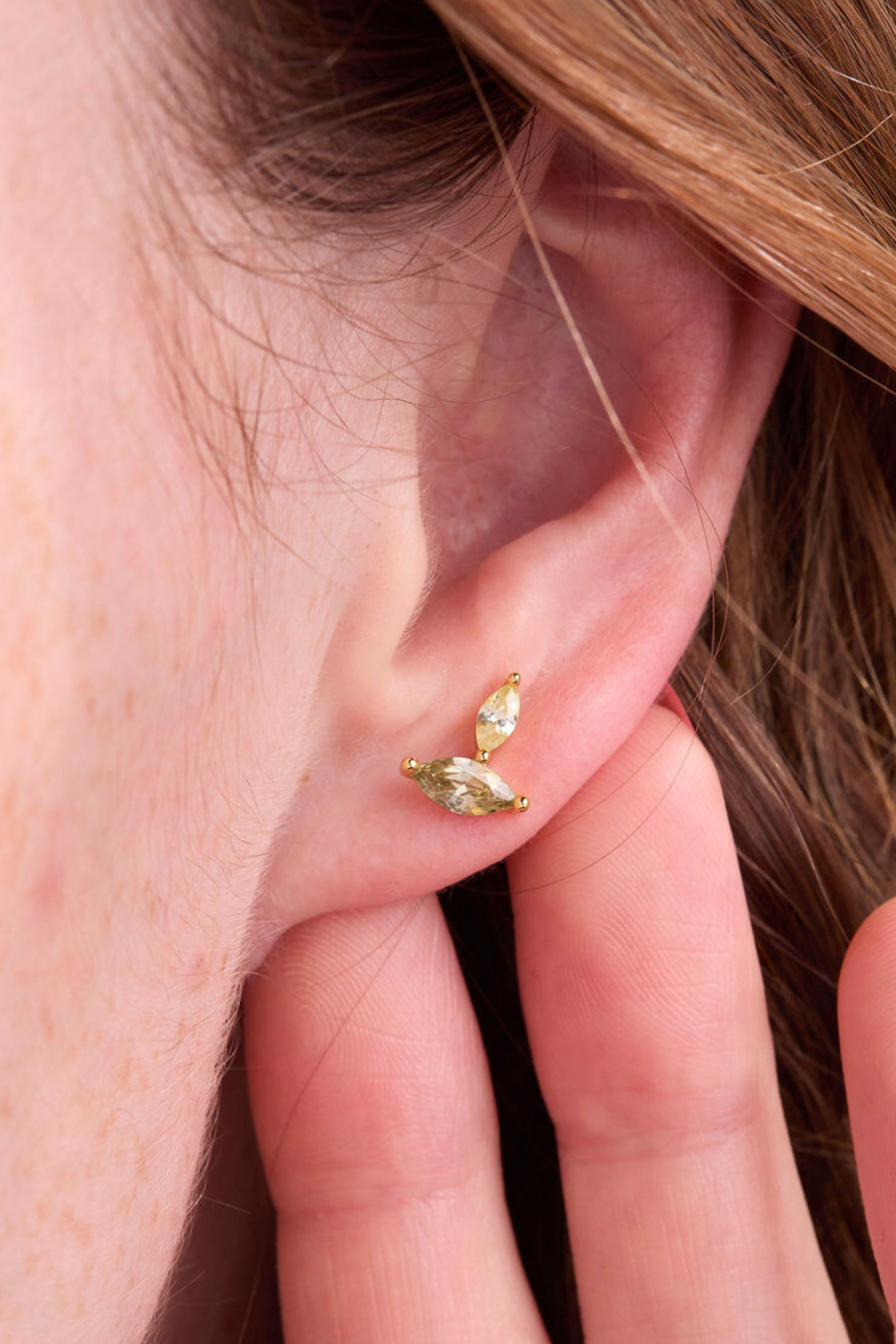 Autumn Marquise Leaf Gold Stud