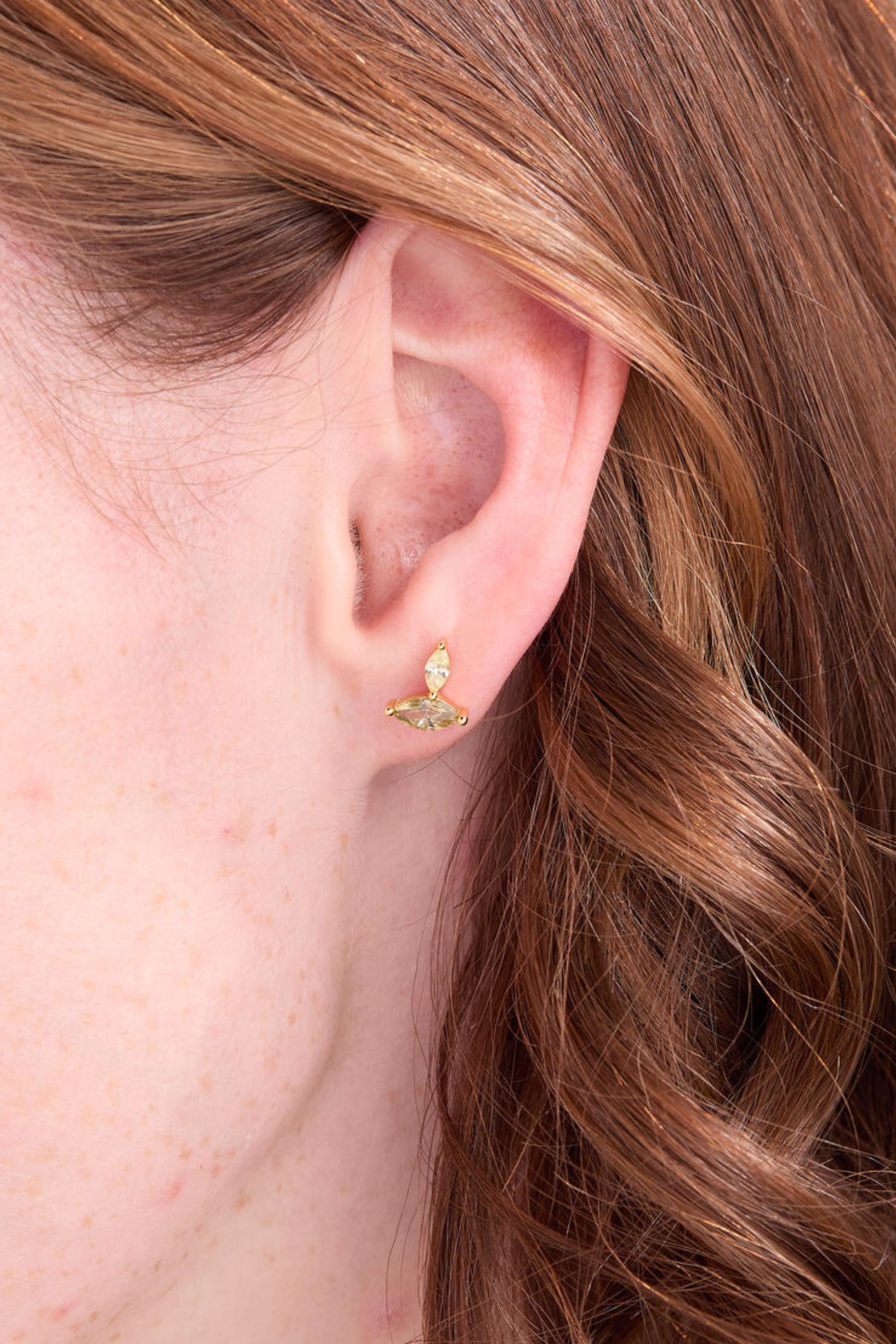 Autumn Marquise Leaf Gold Stud