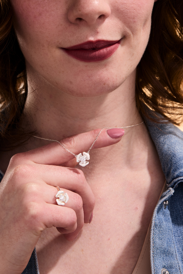 Rosebud silver adjustable ring
