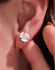 Rosebud silver stud earrings