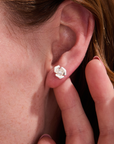 Rosebud silver stud earrings