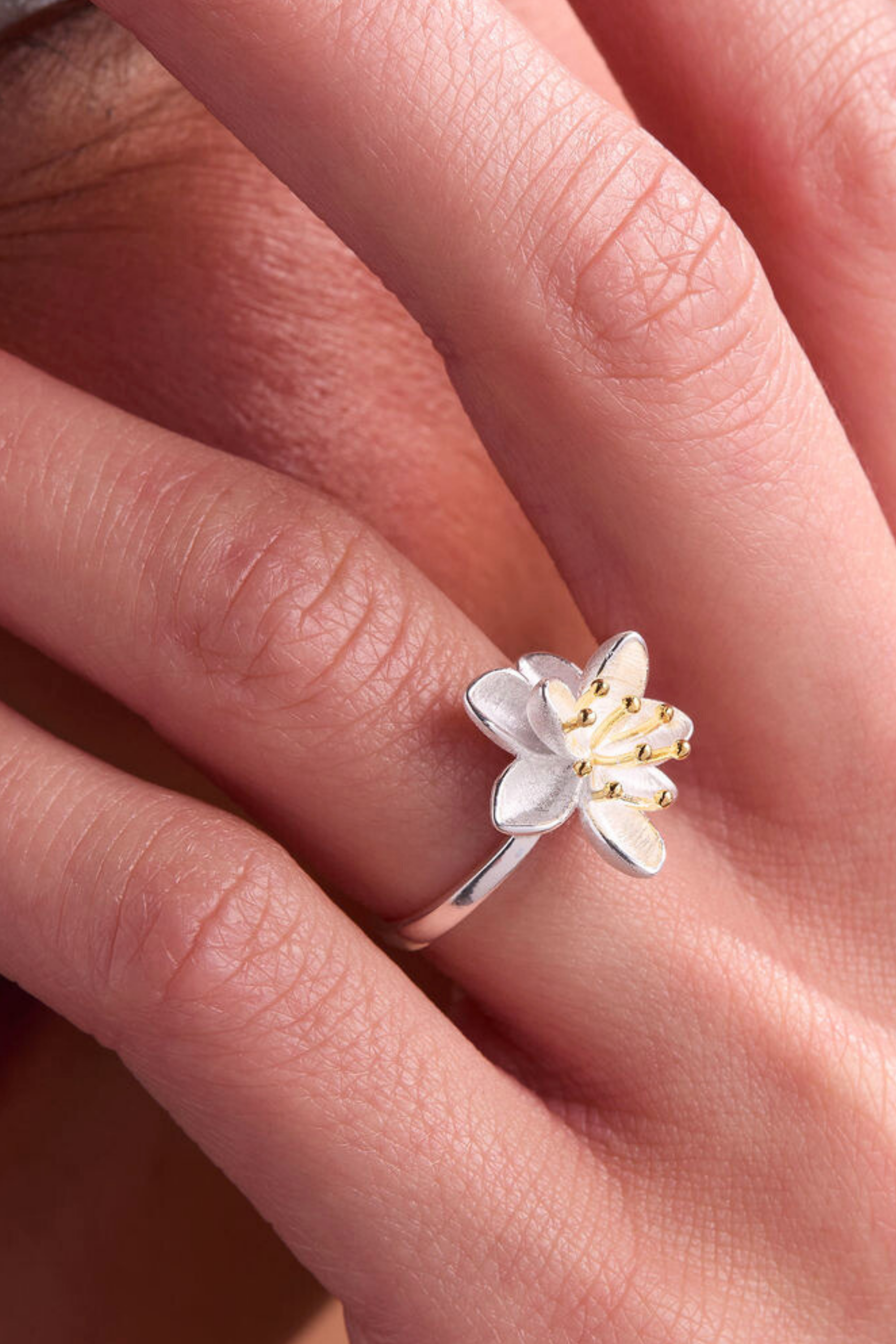 Lotus Silver Adjustable Ring