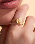 Broad Leaf Gold Adjustable Ring