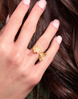 Sakura Bouquet Gold Adjustable Ring