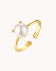 Cat Pearl Gold Adjustable Ring