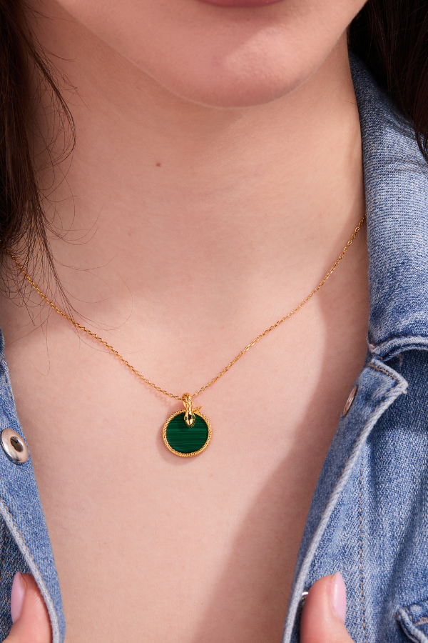 Snake Malachite Pendant With Chain