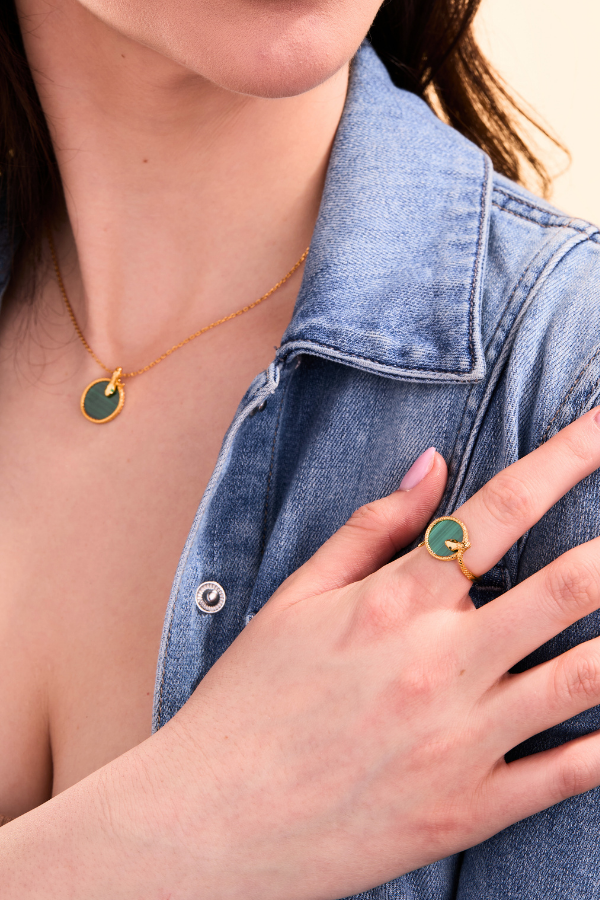 Snake Malachite Pendant With Chain