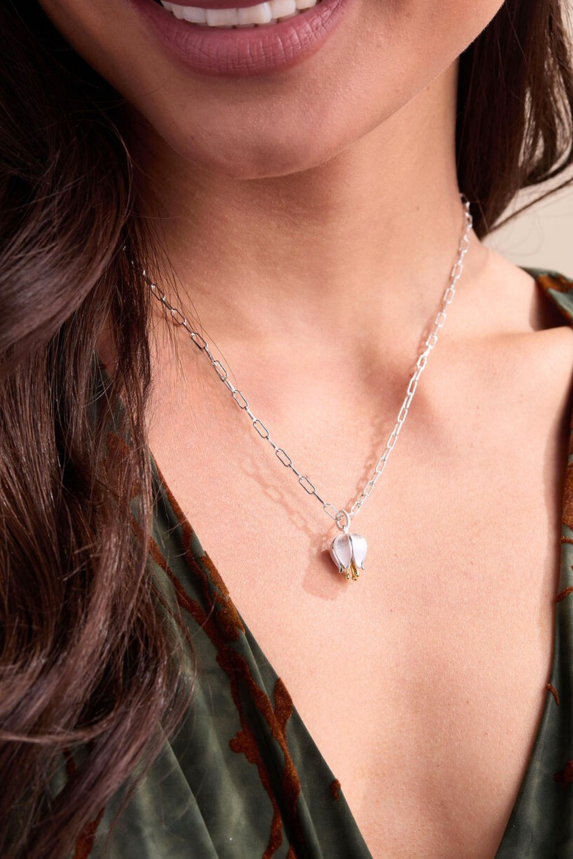Elegant Silver Tulip Necklace
