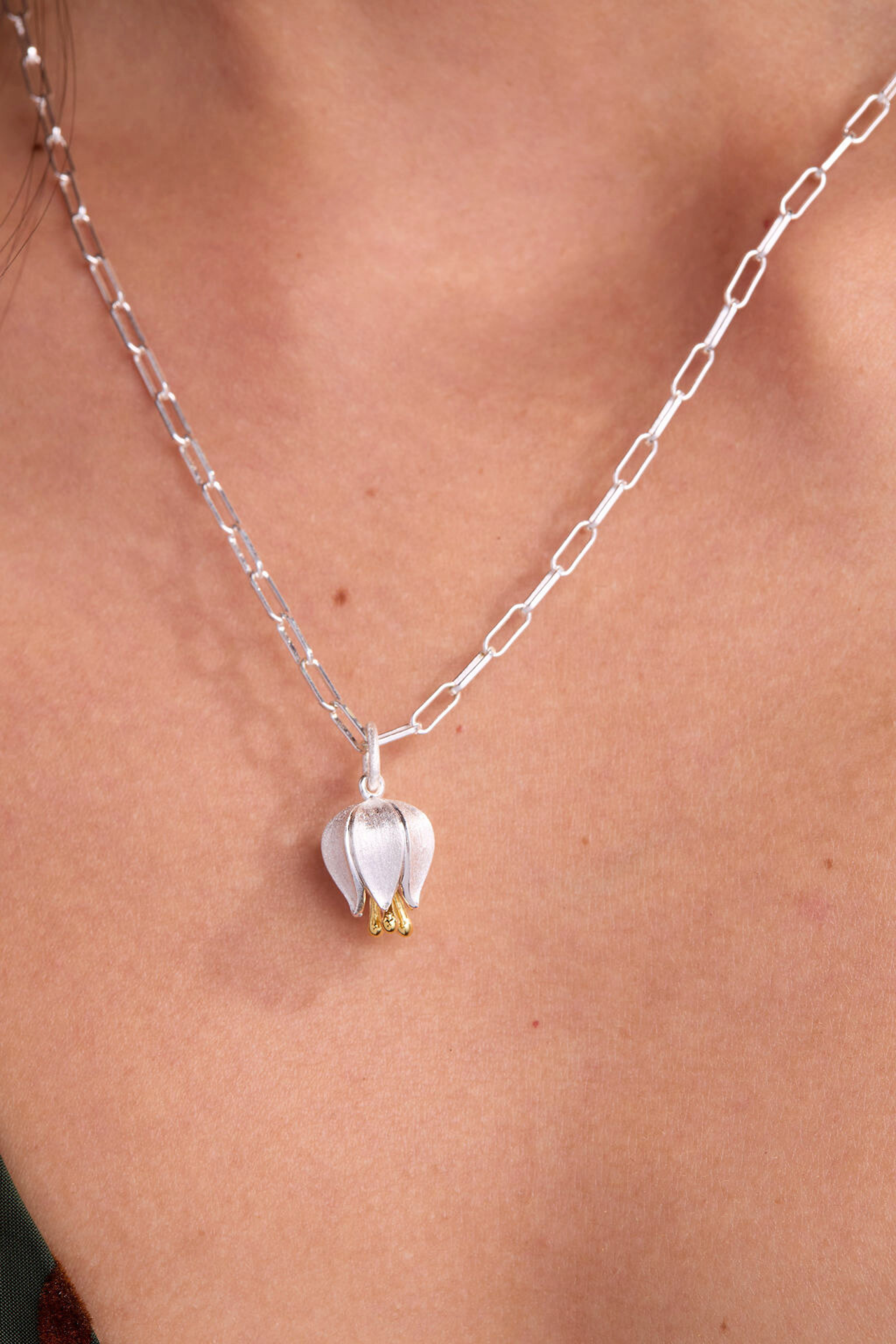 Elegant Silver Tulip Necklace