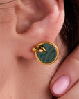 Snake Malachite Stud Earrings