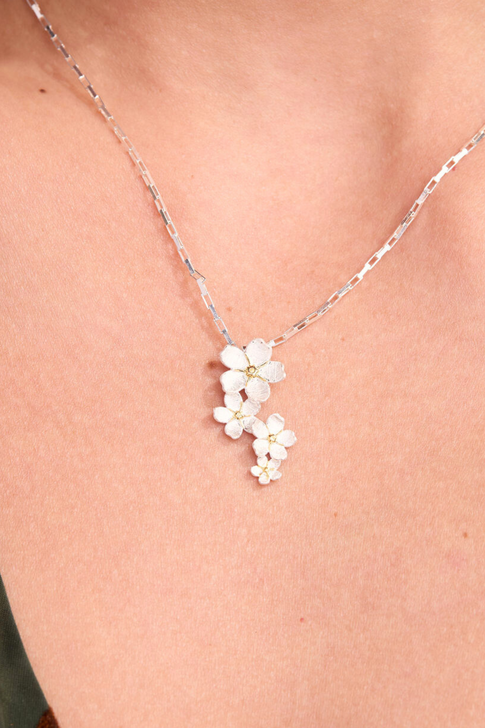 Cherry Blossom Silver Necklace