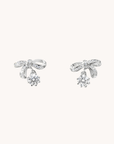 Ribbon Wrapped Snowflake Silver Stud Earrings