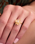 Lotus Gold Adjustable Ring