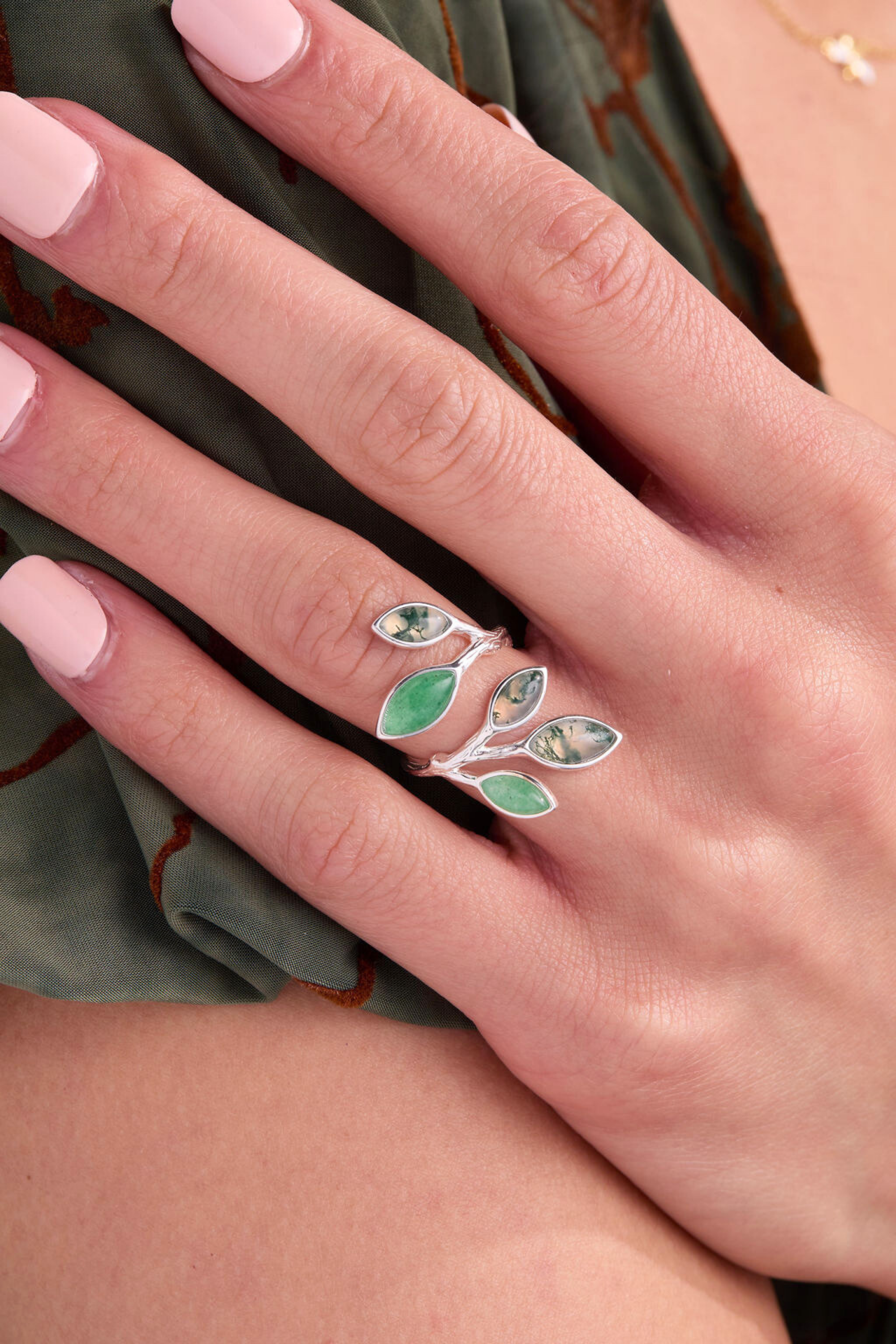 Fall Leaf Silver Adjustable Ring