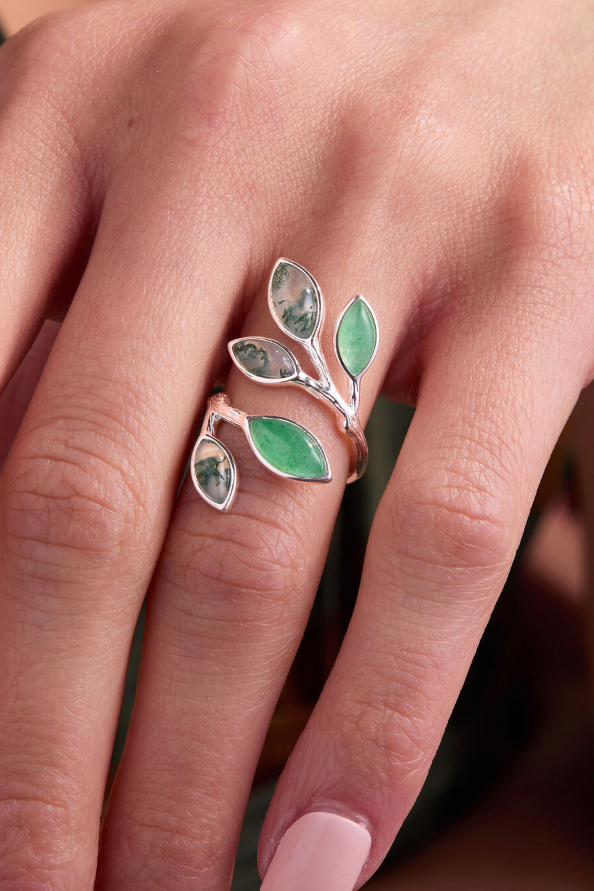 Fall Leaf Silver Adjustable Ring