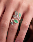 Fall Leaf Silver Adjustable Ring