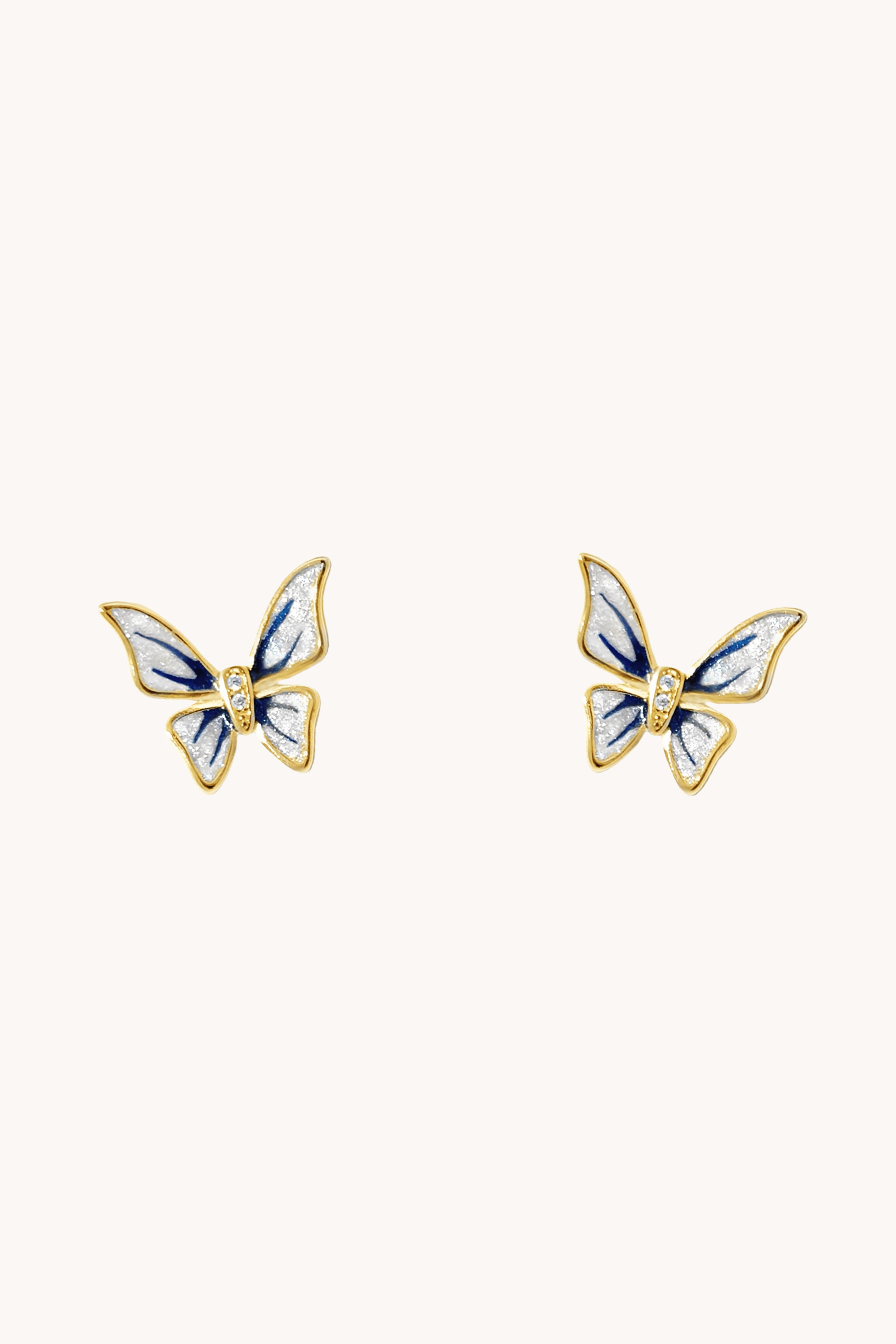Butterfly Blue Stud Gold Earrings