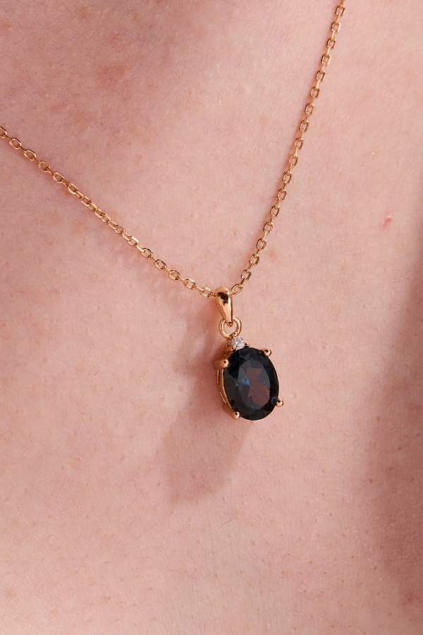 London Blue Topaz Oval Pendant With Chain