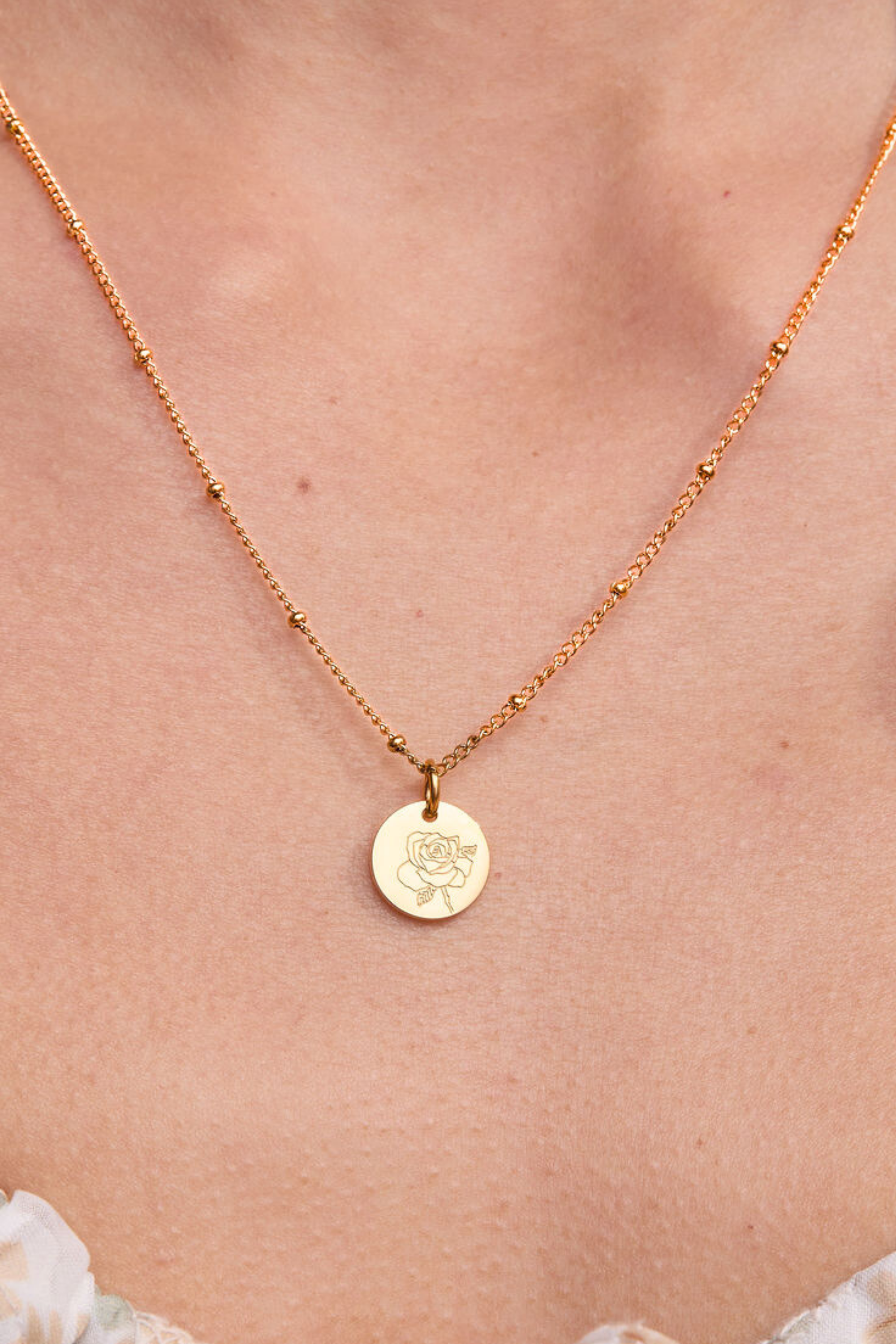 June Rose Gold Birthflower Necklace