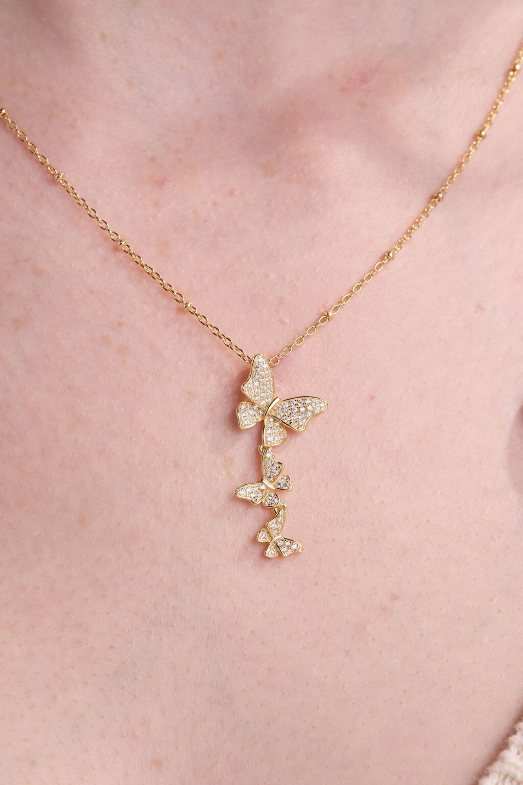 Dancing Butterfly Gold Necklace
