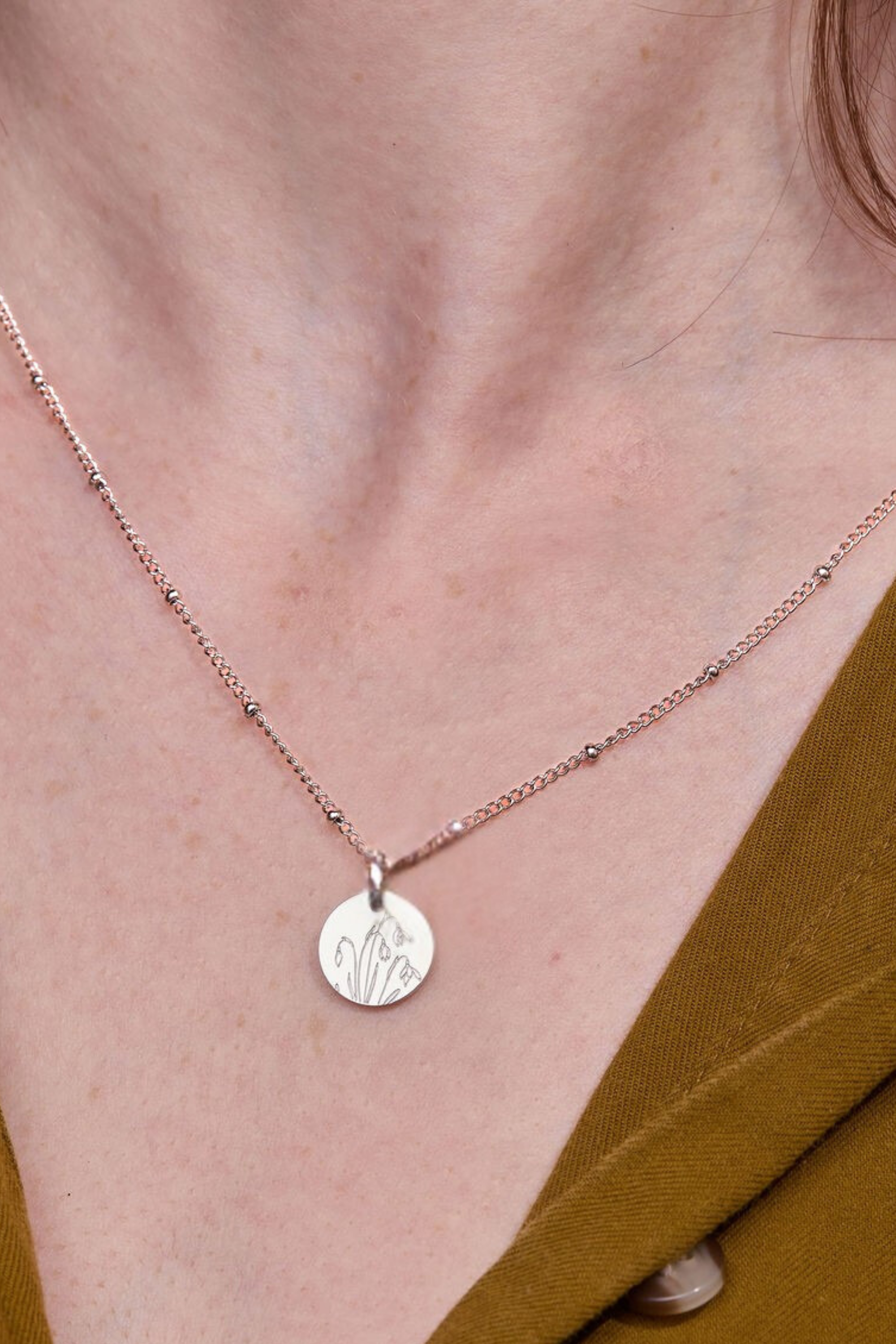 January Snowdrop Silver Birthflower Necklace