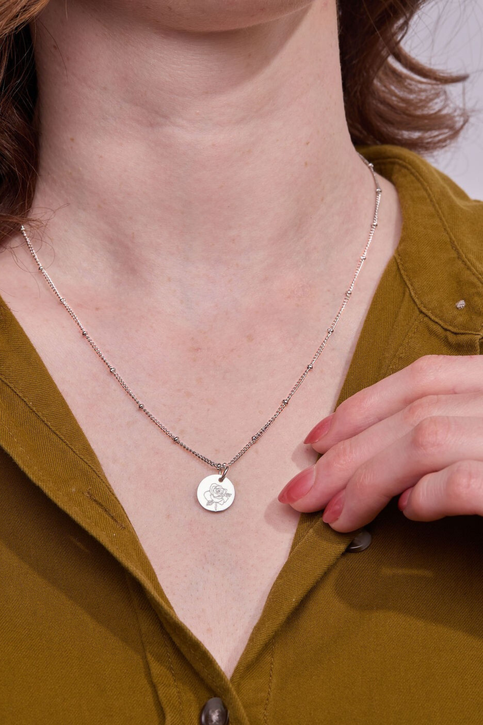 June Rose Silver Birthflower Necklace