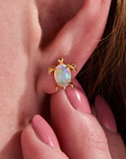 Turtle Opal Gold Stud Earrings